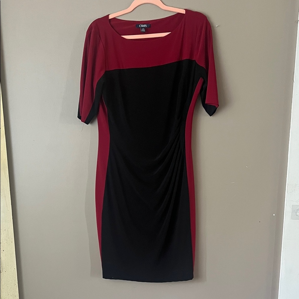 Chaps Women's Burgundy and Black Midi Dress